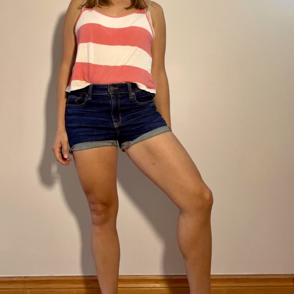 American eagle dark blue denim cutoff shorts size 8